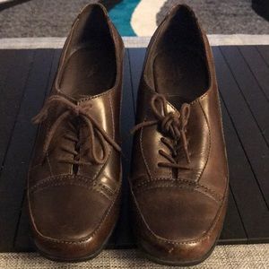 Brown lace up heels